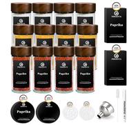 SAEIV 12 Pot Epices Verre, Avec un Couvercle en Acier Inoxydable Brillant, Bocaux à Épices, 120ml Boite Epices Cuisine, Rangement Épices, Ensemble de Boite a Epice Pour les Cuisines de Style Moderne