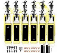 SAEIV Bouteille Huile Olive Bec Verseur 12 Pièces 250ml Sans Goutte, Huilier Verre Borosilicaté, Verseur Huile d'Olive Contrôle Précis, Distributeur Huile d'Olive Sans BPA BPF BPS avec Entonnoir Inox