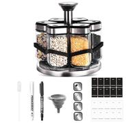 SAEIV Porte-épices rotatif à 360° avec 6 pots à épices de 120 ml, taille réglable à 360°, étagères à épices délicates en acier inoxydable, stockage des épices de base pour les débutants en cuisine