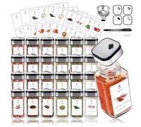 SAEIV Set de 24 bocaux à épices 120 ml, couvercles hermétiques à vis avec saupoudreur, boîtes à épices pour organiser votre cuisine, conservation des épices et herbes aromatiques, étiquettes incluses