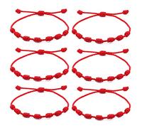 SAELACY Lot de 6 bracelets faits à la main avec nœuds rouges et noirs pour protection et chance - Bracelets d'amitié Kabbale réglables pour homme et femme - 14 cm à 30 cm - Soie sans pierre précieuse