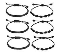 SAELACY Lot de 6 bracelets faits à la main avec nœuds rouges et noirs pour protection et chance - Bracelets d'amitié Kabbale réglables pour homme et femme - 14,7 cm à 30,5 cm - Soie sans pierre