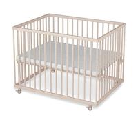 Sämann Parc bébé 75 x 100 cm avec sommier à lattes et matelas | Hauteur réglable en continu | Parc de qualité supérieure | Lit bébé en bois | Grille d'éveil naturelle