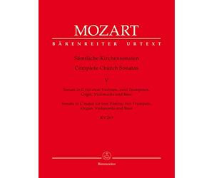 Sämtliche Kirchensonaten, Heft 5-Sonate C-Dur KV 263 für Violinen, Zwei Trompeten, Orgel, Violoncello und Bass.BÄRENREITER URTEXT.Partitur, Stimmensatz, Urtextausgabe, Sammelband [Import]