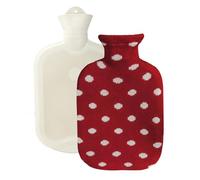 Sänger ® Bouillotte en caoutchouc eau chaude ou froide avec housse coton - 2 L - Pois - Rouge
