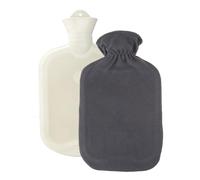 Sänger ® Bouillotte en Caoutchouc Eau Chaude ou Froide avec Housse Polaire - 2 L - Polaire - Gris