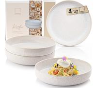 Sänger Corfou | Lot de 4 bols à pâtes en faïence pour 4 personnes, passent au lave-vaisselle et au micro-ondes, grand bol crème avec veinures sableuses 850 ml | Collection Premium