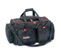 Saenger Grand sac de pêche unisexe en nid d'abeille noir camou, 67 x 40 x 40 cm, en polyester imperméable, 4 poches extérieures, poignées de transport, pour la pêche au silure