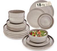 SÄNGER Kairo Clay | Service de table 18 pièces en faïence pour 6 personnes, 6 assiettes plates, 6 assiettes à dessert, 6 bols et bols gris, lot d'assiettes creuses | Value Collection