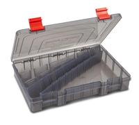 Sänger Top Tackle Systems Iron Claw Vario Box Series Boîte à appâts pour pêcheur, gris transparent, protection UV - Boîte d'accessoires robuste compatible avec les sacs Iron Claw (27,5 x 18 x 4,5 cm