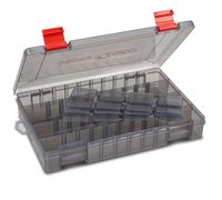 Sänger Top Tackle Systems Iron Claw Vario Box Series Boîte à appâts pour pêcheur, gris transparent, protection UV - Boîte d'accessoires robuste compatible avec les sacs Iron Claw (27,5 x 18 x 4,5 cm)