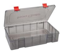 Sänger Top Tackle Systems Iron Claw Vario Box Series Boîte à appâts pour pêcheur, gris transparent, protection UV - Boîte d'accessoires robuste compatible avec les sacs Iron Claw (36 x 22,5 x 8 cm