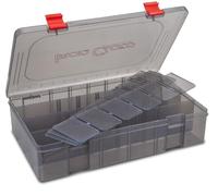 Sänger Top Tackle Systems Iron Claw Vario Box Series Boîte à appâts pour pêcheur, gris transparent, protection UV - Boîte d'accessoires robuste compatible avec les sacs Iron Claw (36 x 22,5 x 8 cm)