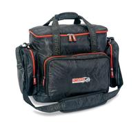 Saenger Uni CAT Tackle Bag M, Honeycomb Black-Camou, fond imperméable, 52 x 26 x 32 cm, 3 poches extérieures, bandoulière rembourrée, sac pour matériel de pêche