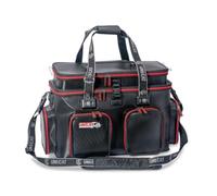 Saenger Uni CAT Tackle Tank XL Grand sac de pêche à la ligne, noir, matériau EVA imperméable, finition carbone, 50 x 25 x 30 cm, 4 poches extérieures, sangle de transport rembourrée