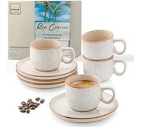 Sänger VALUE Collection Lot de 8 tasses à expresso Rio Creme pour 4 personnes, tasses à expresso et à moka, résistantes aux rayures, au lave-vaisselle et au micro-ondes, 4 tasses et 4 soucoupes crème