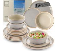 SÄNGER Value Collection Rio - Service de table 18 pièces en faïence pour 6 personnes - 6 assiettes plates, 6 assiettes à dessert - 6 bols et bols gris