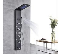 Saeuwtowy Panneau Colonne de Douche Noir Multi-fonctionnel Panneau de Douche Hydromassante de Douche Acier Inox Colonne avec Écran LCD Affichage Température d'Eau