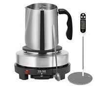 SAEUYVB Kit de fabrication de bougies avec plaque chauffante, fournitures de fabrication de bougies, kit de fabrication de bougies pour débutants avec pot de fonte, cuillère à mélanger et tampon