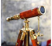 Safa Télescope Nautique en Laiton Antique avec Support en Bois trépied Vintage