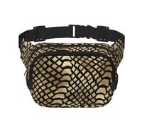 Safari Africain Noir Or Python Peau Animale Sépia,Sac Banane carré Double Couche, Sac de Poitrine