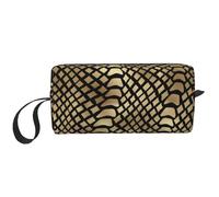 Safari Africain Noir Or Python Peau Animale Sépia, Trousse de Maquillage Trousse à cosmétiques Trousse de Toilette de Voyage Portable Pochette de Maquillage