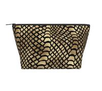 Safari Africain Noir Or Python Peau Animale Sépia, Trousse de Toilette Trousse de Maquillage Sac à cosmétiques Trousse de Toilette de Voyage Portable