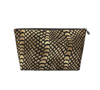 Safari Africain Noir Or Python Peau Animale Sépia, Trousse de Toilette Trousse de Maquillage Sac à cosmétiques Trousse de Toilette de Voyage Portable
