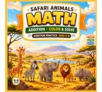 Safari Animals Math Coloring Book: Fun Addition Practice for Kids Ages 4-8 | Color & Solve | Easy Addition Worksheets | Preschool, Kindergarten & 1st Grade Math Activity Book
