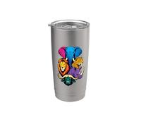 Safari Big Five Animals Bold Color Portrait Design Popart Gobelet isotherme en acier inoxydable double paroi