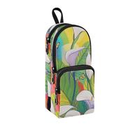 Safari Calla Lily Rainbow Flower Trousse à crayons en nylon 3 compartiments multifonctions et esthétiques pour enfants 1600 ml