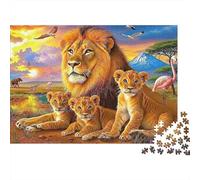 Safari de la Famille Lion Puzzle 1000 Pièces avec Découpe Précise, Jeu De Puzzle Classique Concentration Training Puzzle pour Un Tableau À Encadrer, Superbe Idée Cadeau 52x38cm/1000pcs