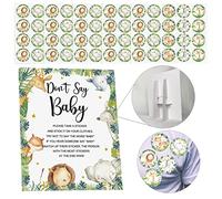 Safari Don't Say Baby Shower Lot de 100 jeux de décoration pour fête prénatale sur le thème des animaux sauvages Don't Say