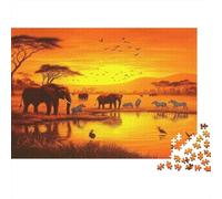 Safari en Afrique Casse-tête 1000 Pièces avec Découpe De Précision, Jeu De Puzzle Premium Puzzle De Développement Cognitif pour Une Activité Intergénérationnelle, Passion Nature Et Faune