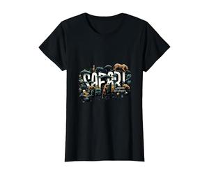 Safari Faune Savane Afrique T-Shirt, Femme, Noir, XS