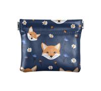 Safari Fox Flower Blue Fashion Petit porte-monnaie en cuir pour femme Porte-monnaie Unique Porte-monnaie Organisateur de cartes pour homme femme Voyage monederos pequenos para monedas