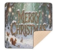 Safari - Grand tapis de jeu élégant pour bébé sur le thème « Merry Christmas » non toxique pour nouveau-nés, bébés, tout-petits, 127 x 127 cm