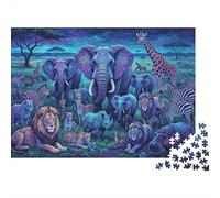 Safari Herd Jigsaw Puzzles 1000Pc Recyclable Matériau Faune Royaume Senior Puzzles Impossible Hard Difficult Challenging Educational Jeu pour Men 52x38cm/1000pcs