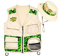 Safari Kidz Outdoor Explorer Kit - Ensemble gilet cargo et chapeau camouflage pour enfant (vert)