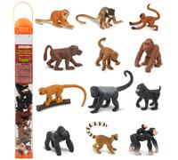 Safari Ltd. Apes et singes Toob - 12 figurines: babouin orang-outan tamarin lemur gorille mandrill chimpannel squirrel et singes laineux - figure
