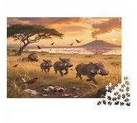 Safari Puzzle 1000 Pièces avec Clic Parfait, Ensemble De Casse-tête en Puzzle Phacochèrepuzzle De Développement Cognitif pour Une Activité Intergénérationnelle, Pass