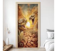 Safari Serpent Autocollant de Porte 3D, Animaux Désert Fantasy Papier Peint de Porte Vinyle Auto-Adhésif Amovible, Sticker Mural Étanche, pour Chambre Salon Cuisine Salle de Bain, 88 x 200 cm L4E41