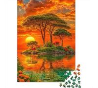 Safari Sunset Island (île du Coucher du Soleil) 1000 Pièces Carton Extra Épais Puzzle De Bricolage Amants De Famille Jeu De Famille Amusant Et Stimulant Belle Décoration 70x50cm/1000pcs