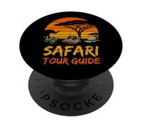 Safari Tour Guide Explorateur Chapeau Savane Coucher de Soleil Halloween PopSockets PopGrip Adhésif