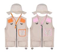 Safari Vest Kids, Breathable Outdoor Vest, Lightweight Adventure Clothes, Cargo Costume Vests for Boys Girls Hiking Fishing Camping Exploration Park Backyard Nature Adventures Use Play Outfit Gear