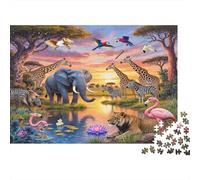 Safari Wildlife Puzzle à Assemblers 1000 Pièces Matériau Recyclable African Animals Sénior Puzzles Jeu Éducatif Decompression Jeu Parent-Enfant Props 70x50cm/1000pcs