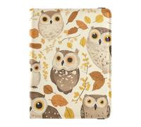 Safari Woods Étui de passeport en cuir avec emplacement pour carte de vaccination étanche Motif chouettes d'automne