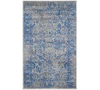 SAFAVIEH Adirondack Collection Tapis vintage à poils courts pour salon, salle à manger, chambre à coucher Gris et bleu 91 x 152 cm