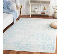 Safavieh Adirondack Collection Tapis Vintage à Poils Courts pour Salon, Salle à Manger, Chambre à Coucher Ivoire et Bleu Clair, 155 x 229 cm