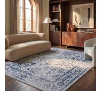 SAFAVIEH Adirondack Tapis 183 x 274 cm, Gris & Marine | Transitionnel Design, Mélange Synthétique Entretien Facile, Idéal pour Salon, Chambre, Bureau